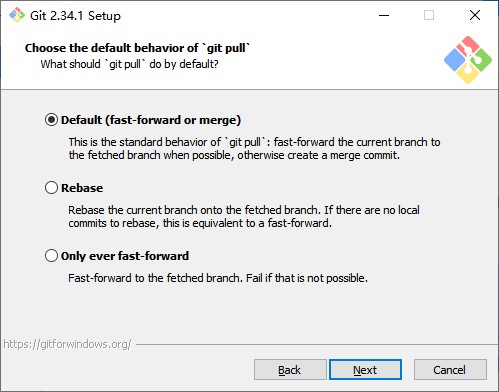 选择git pull的默认行为